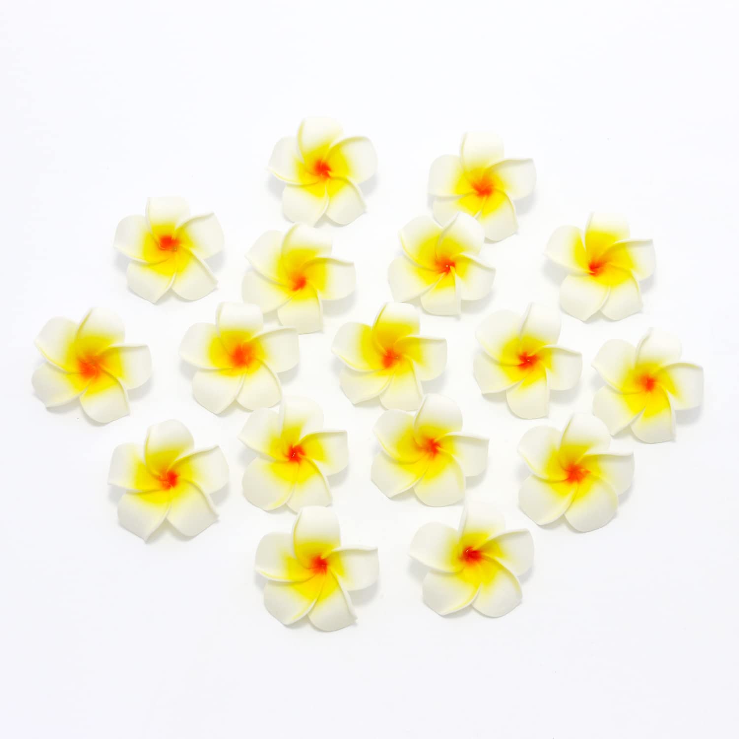 100Pcs Artificial Plumeria Frangipani Flower, Floating Flowers For Pool, Hawaiian Flowers Centerpiece, Artificial White Foam Plumeria, Petal Hat Head Diy Home Wedding Party Decoration