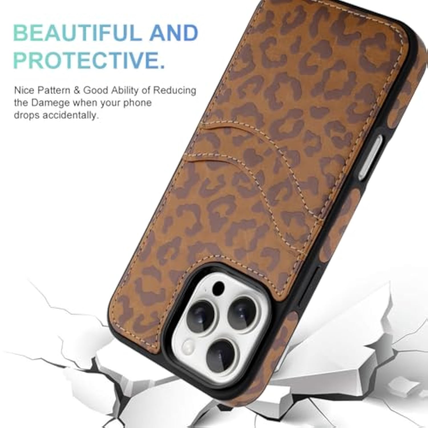 Compatible With Iphone 16 Pro Max Wallet Case With Card Holder (2 Cards), Cheetah Print Shockproof Soft Tpu Protective Cover Women Girls, Leopard Case For Iphone 16 Pro Max 6.9 Inch, Brown