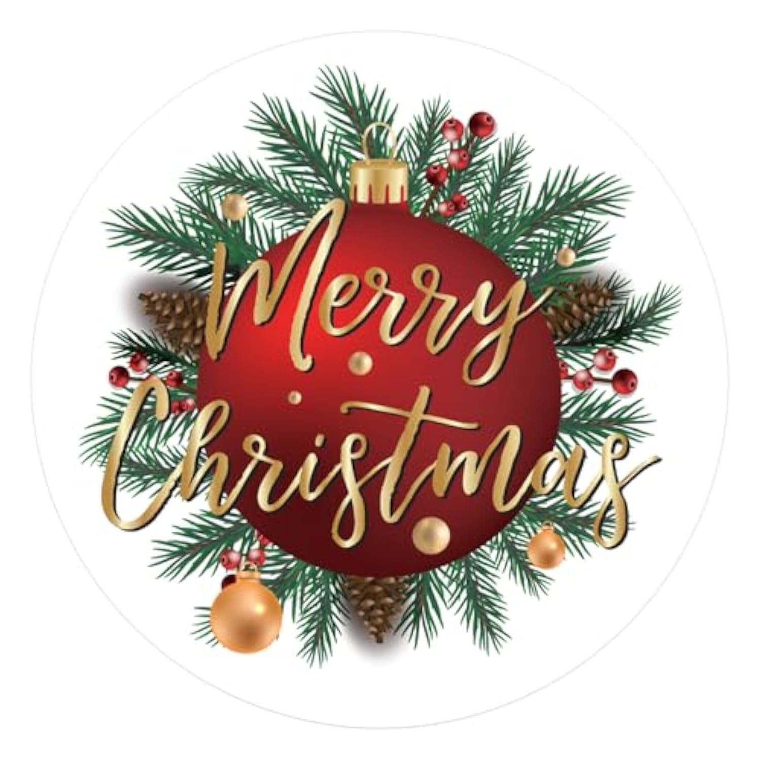 Merry Christmas Stickers - 120 Pcs Red Gold Christmas Gift Stickers, 2'' Round Xams Label Sticker Cards Envelope Seals For Gift Wrapping, Party Favors