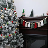 Christmas Banner Wood Bead Tassel Banners And Red Green Pom Pom Garlands Wall Hanging Home Decor For Party Decoration