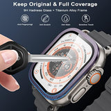 For Apple Watch Ultra 2/Ultra Screen Protector 49Mm,9H Tempered Glass + Titanium Alloy Frame, [Keep Original] [Touch Sensitive] Lightweight Protective Glass Film For Iwatch Ultra 2 Pack,Original