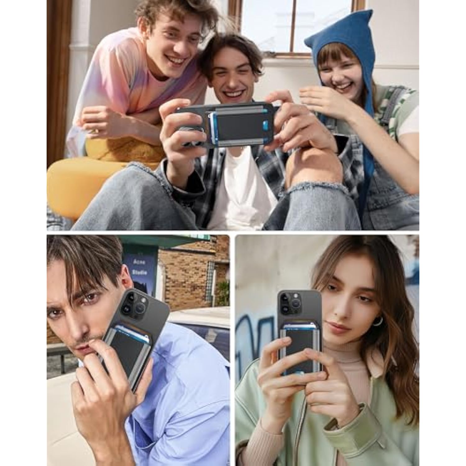 MagSafe Wallet, Magnetic Leather Card Holder for iPhone 15/14/13/12, RFID, Black