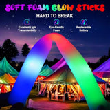 46 Pcs Foam Glow Sticks With 3 Modes Colorful Flashing, Foam Light Up Sticks, Led Light Sticks, Glow Sticks Party Pack For Halloween, New Year, Wedding, Raves, Concert, Christmas
