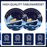 40pcs Nautical Party Supplies,Nautical Disposable Tableware,Used for Cruise Ship Classic Movie Party Decoration?Include 20 dinner plates, 20 Napkin (Blue4)