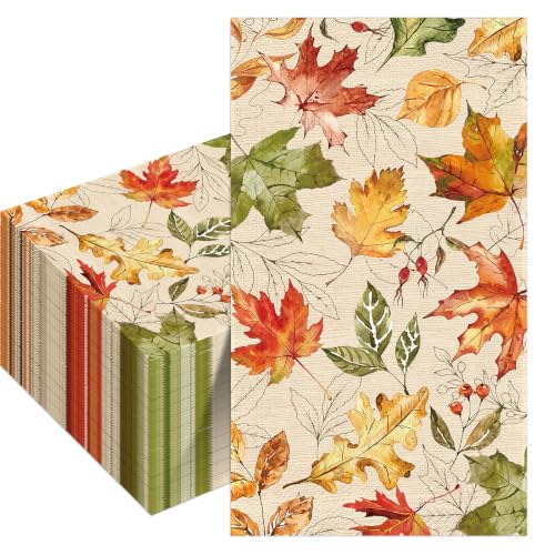Fall Paper Napkins, Autumn Leaf Thanksgiving Bathroom Paper Hand Towels