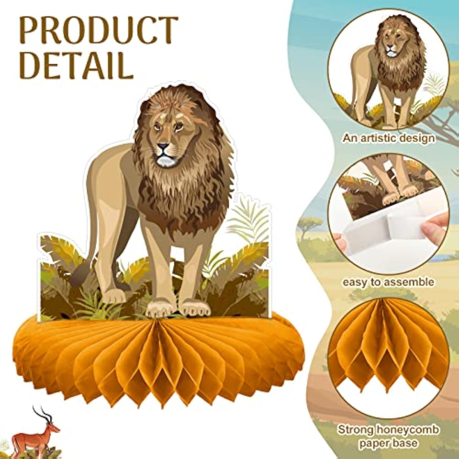 Safari Animal Centerpieces – Jungle Theme Baby Shower & Birthday Decor, Set of 9