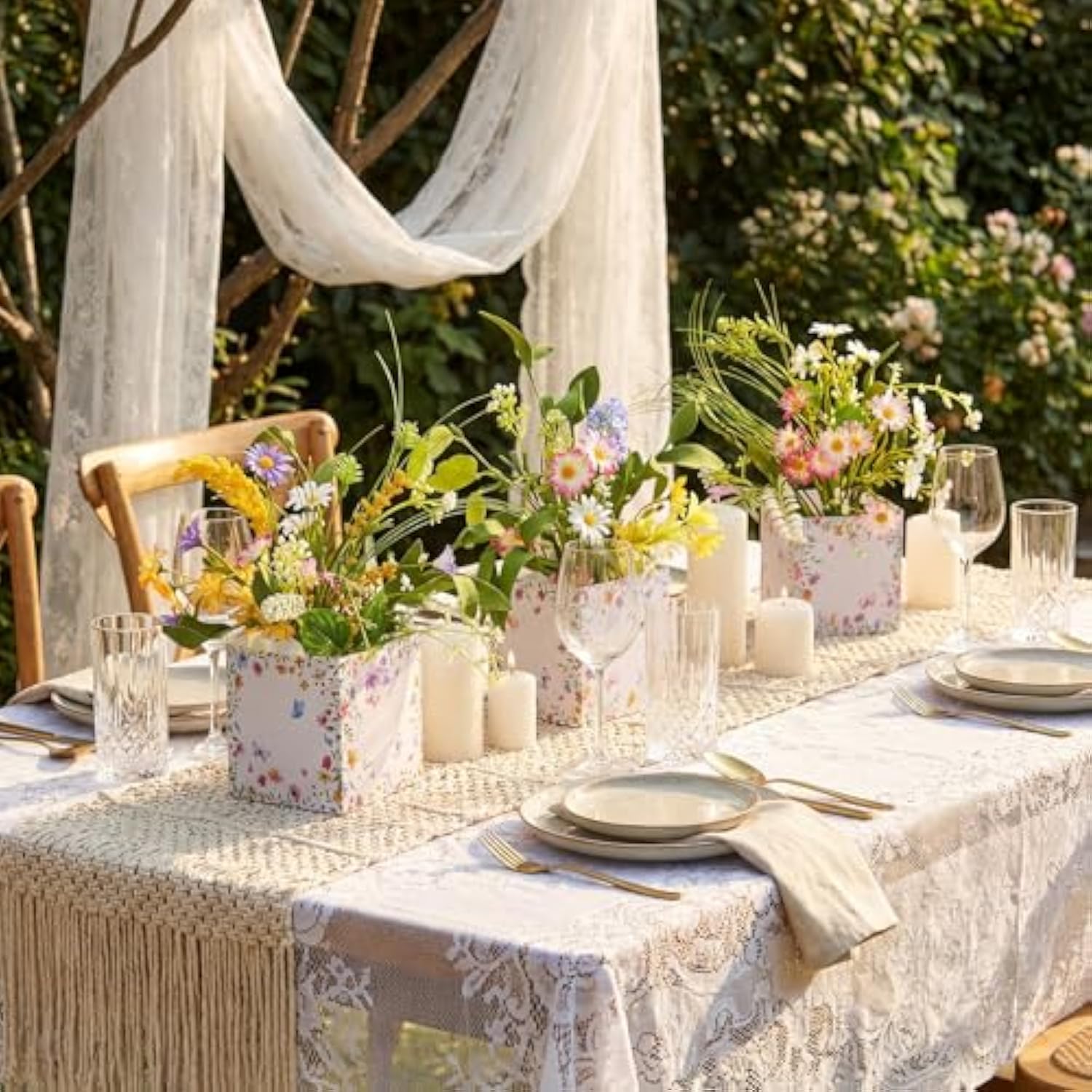 12 Sets Wildflower Table Centerpieces Artificial Spring Wildflower With Flower Paper Boxes Spring Flower Theme Party Supplies For Wedding Birthday Baby Shower Tea Party Decorations