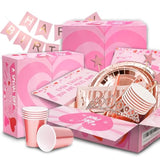 253-Pc Rose Gold Birthday Decor Set - Balloons, Tableware & More for 25 Guests