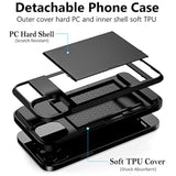 Compatible With Iphone 15 Case With Card Holder, Dual Layer Shockproof Wallet Phone Case, Hidden Card Slot Sliding Protective Hard Shell Back Cover Slim Case For Iphone 15, 6.1 Inch Black