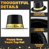 4 Pcs Black Happy New Year 2026 Top Hats Party Accessories