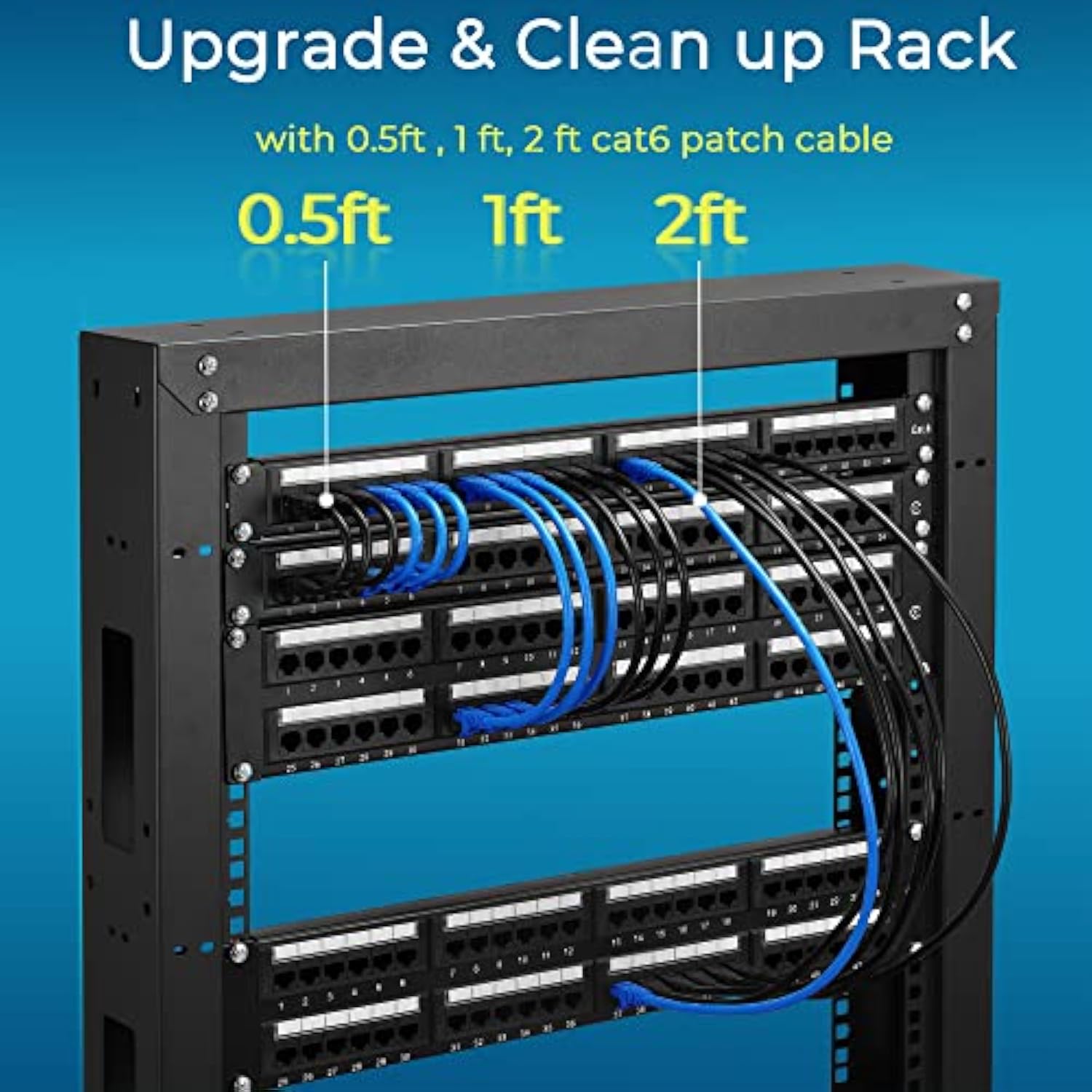 Patch Cables Cat6 2Ft 24 Pack, Ethernet Patch Cable 10G, Cat 6 Patch Cable For