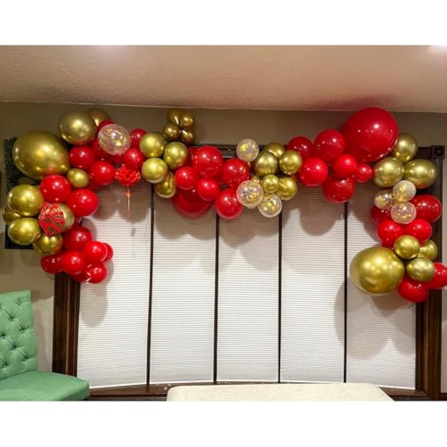 Red Gold Balloons Garland Kit, 120Pcs 18 12 10 5In Red And Gold Balloons With Gold Confetti Balloons For Valentines Wedding New Year'S Party Bachelorette Birthday Engagements Decorations