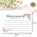 50 Floral Share A Memory Cards For Celebration Of Life Birthday Anniversary Memorial Funeral Graduation Bridal Shower Game, Guest Book Ideas, And Alternatives.4X6 Inches