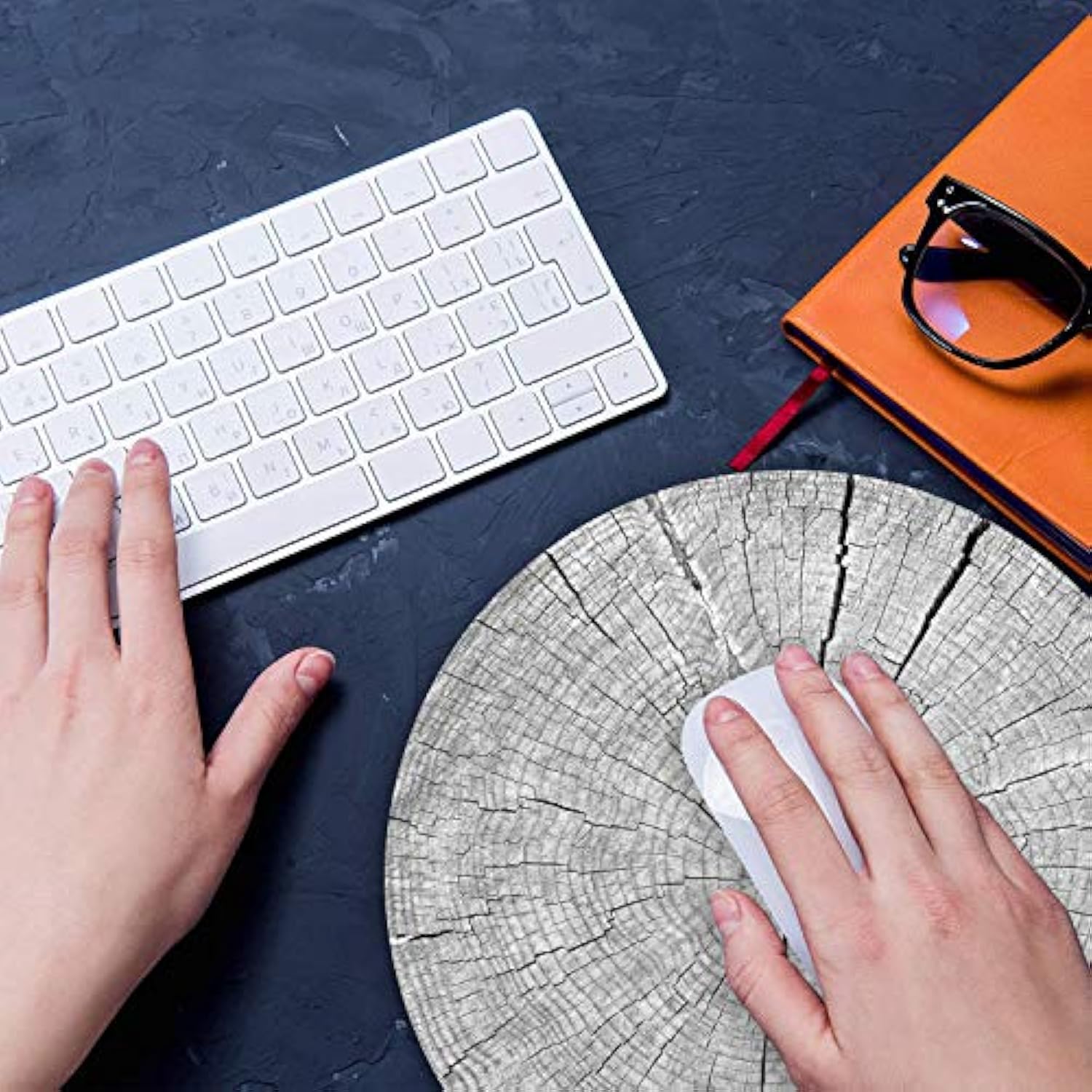 Round Mouse Pad And Coasters Set, Wood Grain Pattern Design Mouse Pad, Non-Slip Rubber Base Mouse Pads For Laptop And Computer, Cute Design Desk Accessories