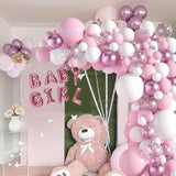 Pink And White Balloon Arch Garland Kit-121 Pcs 5+12+18 Inch White Pink Baby Girl Balloons For Baby Girl Shower Decorations Birthday Engagement Party Gender Reveal Balloons Decoration