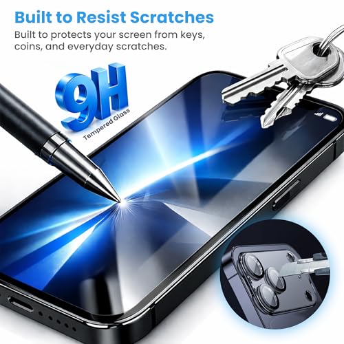 High-Strength 9H Tempered Glass Screen Protector & Camera Lens Protector for iPhone 17 Pro with Easy Installation Tray & Tools, Clear HD Glass