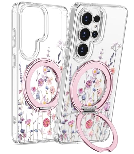 for  Galaxy S26 Ultra Case with Stand - Cute Soft TPU Clear Phone Cover for Women Girls Compatible with Magsafe Girly Unique Design with