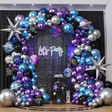 Galaxy Balloon Garland Kit: Chrome Blue, Purple, Silver - 144 Piece