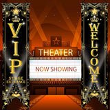 Vip Party Decorations Roaring 20S Movie Night Banner Vip Porch Sign Movie Theater Now Showing Hanging Porch Sign 1920S Party Supplies(Black)