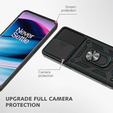 OnePlus Nord N20 5G Case with Slide Camera Cover and 2pcs HD Screen Protector, 360° Rotation Ring Kickstand [Military Grade] Case for OnePlus Nord N20 5G (Black)