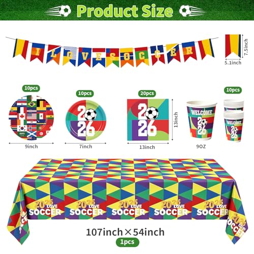 74 Pcs Soccer Party Supplies and Soccer Party Decorations Set