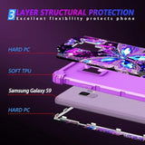For Galaxy S9 Case,Glow In The Dark Three Layer Heavy Duty Shockproof Hard Pc+Soft Silicone Bumper Rugged Anti-Slip Protective Cases For Samsung Galaxy S9,Amaranth Purple