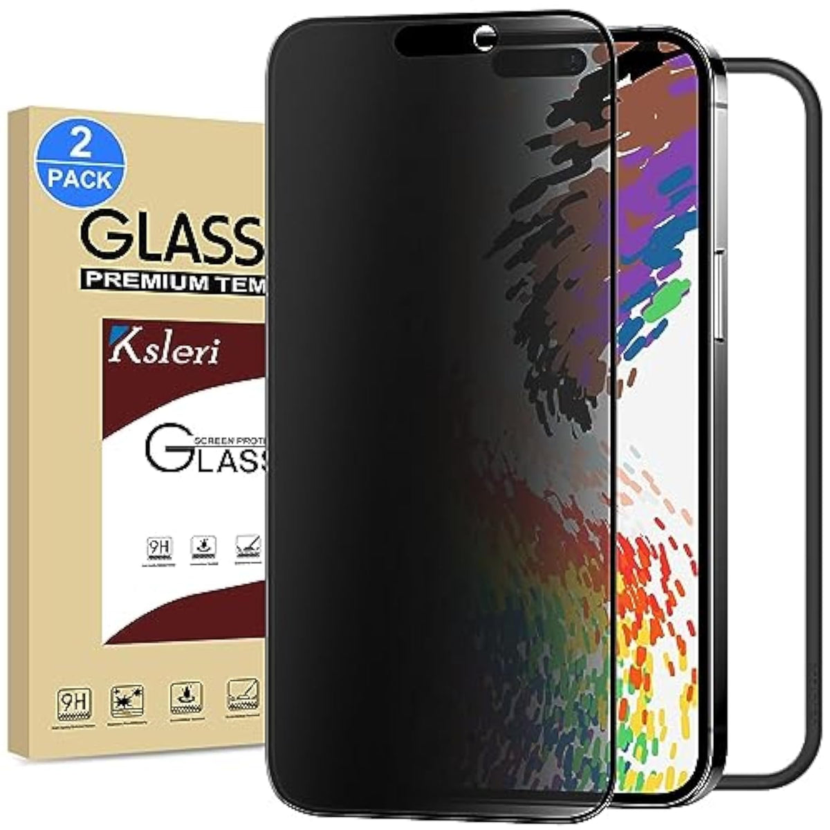 2 Pack Matte Privacy Screen Protector For Iphone 15 Pro Max 6.7-Inch With Easy Installation Tool, Anti Spy Anti Glare Tempered Glass Film, Dynamic Island Compatible, Case Friendly, 9H Hardness