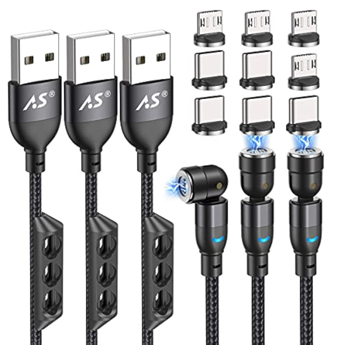 360 Magnetic Charging Cable 6Ft/3Pack | Magnetic C Charger Fast Charging | Magnetic Micro Usb | Magnetic Type C Cable | Magnet Charger | Iproduct, Micro-Usb, Usb C Magnetic Charging Cable