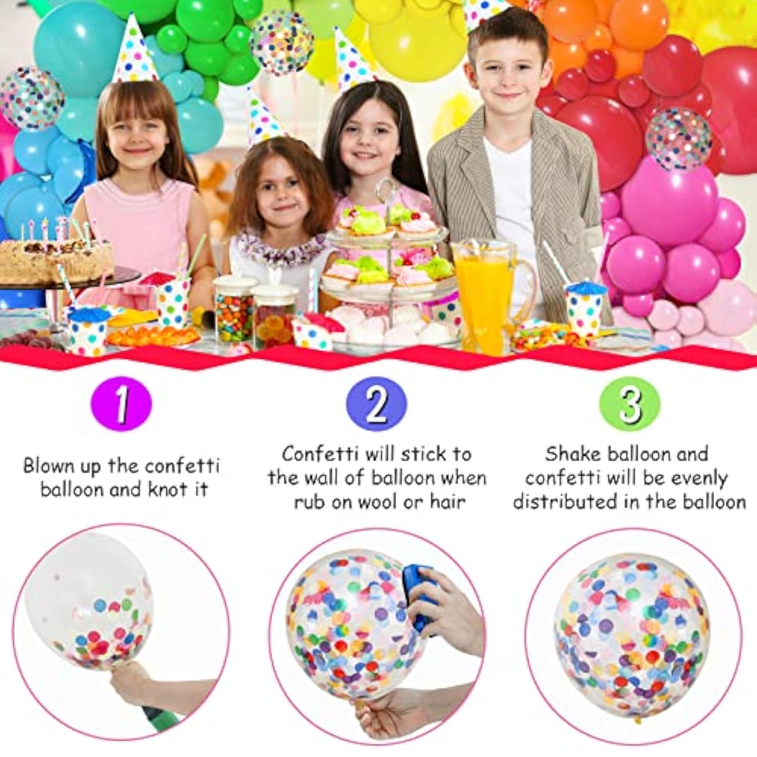 146pcs Rainbow Balloon Arch Kit – Multicolor Balloons & Star Foils for Party and Carnival Decor