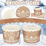 100 Pcs Christmas Paper Baking Cup Gingerbread House Muffin Cups Cupcake Wrappers Muffins Liners For Xmas Holiday Birthday Party Candy Cake Make Snack Christmas Decorations Supplies
