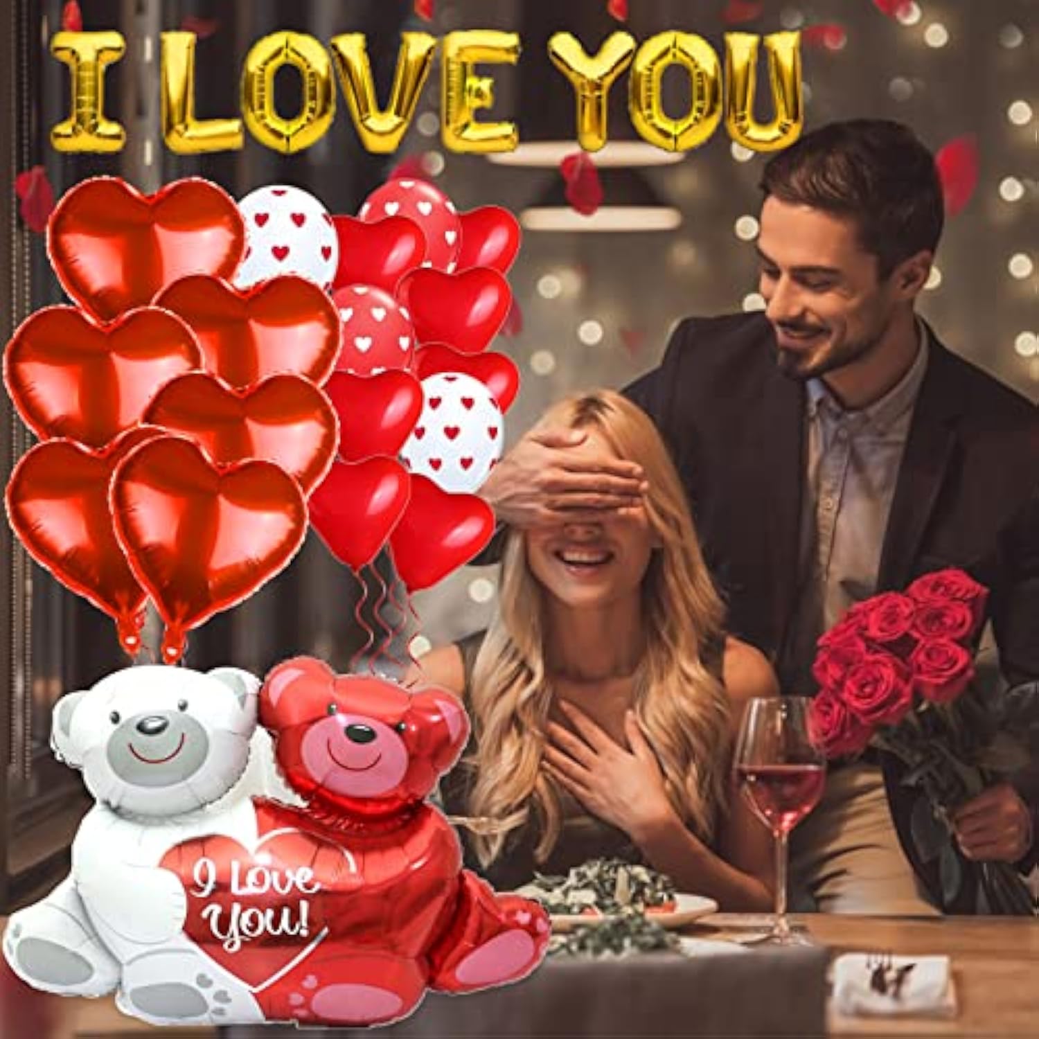 Valentines Day Balloons Decor 49 Pcs I Love You Balloons And Teddy Lov