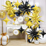 Black Gold Star Balloon Kit 16pcs for Birthday Wedding Baby Shower Parties