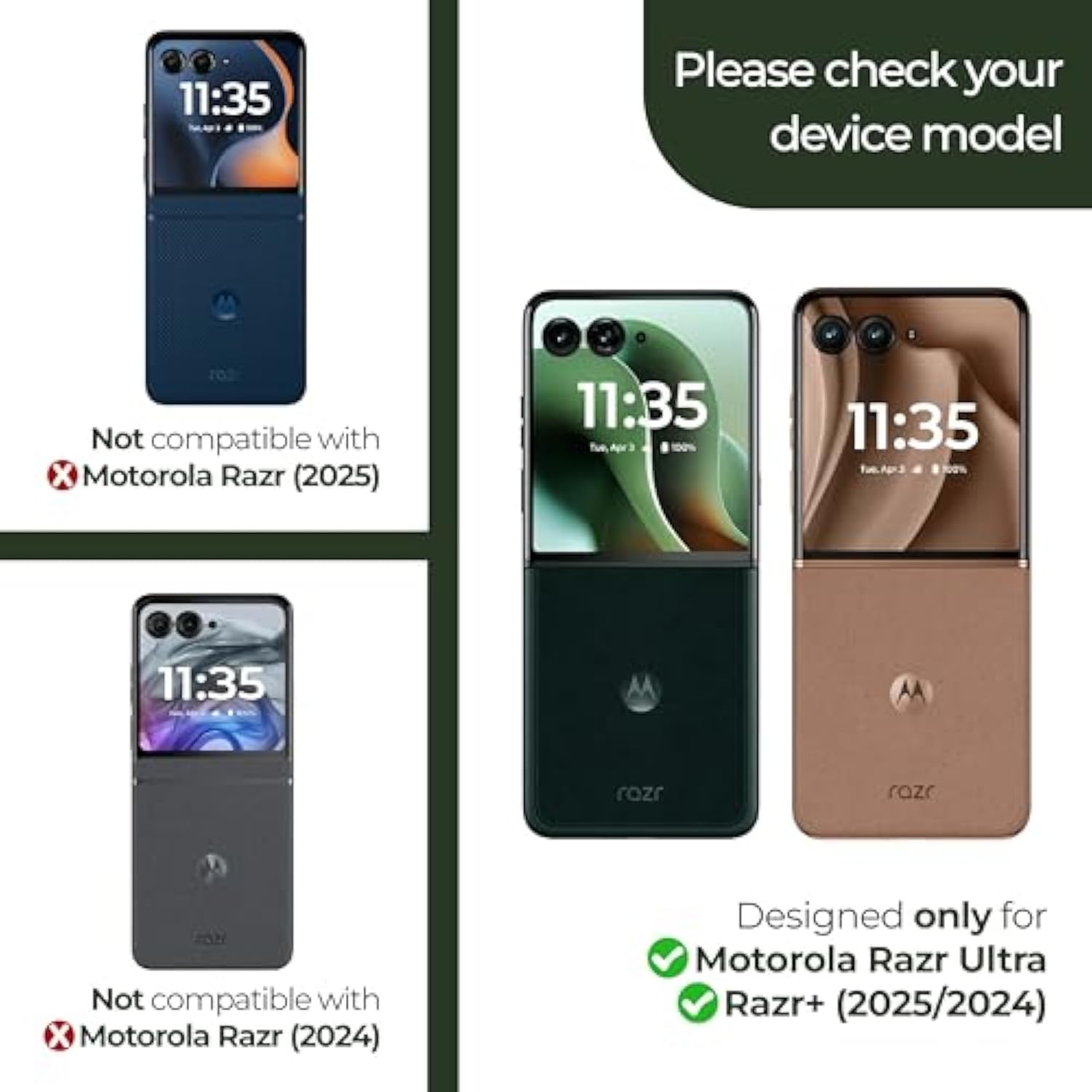 ArmorSuit 2+2 Pack Screen Protector for Motorola Razr Ultra (2025) / Razr+ Plus (2025/2024) Case Friendly MilitaryShield HD Clear Film - Made in the USA