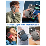 For Iphone 16E Wallet Case Hold 1 To 5 Credit Card Holder Flip Cover Slot Back Pocket Compartment Dual Layer Shockproof Bumper Anti-Scratch Protective Hard Shell For Iphone 16E Broze Gunmetal