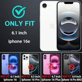 For Iphone 16E Case, Military Grade 3 In 1 Heavy Duty Shockproof/Drop Proof/Dust Proof Case With 2Pcs Tempered Glass Screen Protector (Black/Grey)