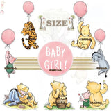 16Pcs Winnie Centerpieces For Baby Shower Decorations Girls Table Signs For Girls Baby Shower Birthday Party Decorations