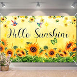 Spring Banner Hello Sunshine Welcome Spring Decorative Backdrop For Spring Summer Party Decorations Indoor Outdoor Home Use 71 * 43 Inchs Sunflower Floral Photo Booth Background