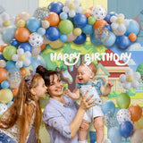170Pcs Dog Blue Party Decorations Birthday Supplies Paw Balloons Garland Arch Kit, Blue Orange Yellow White Green Dog Daisy Puppy Theme For Boys Girls Baby Shower