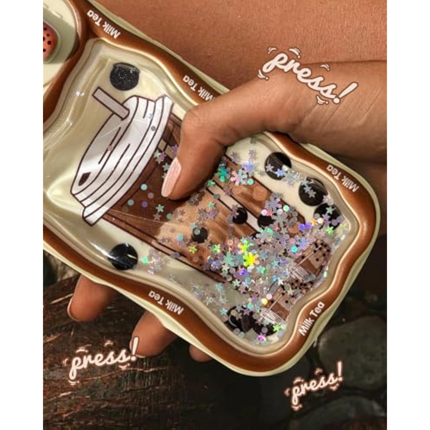 For Iphone 16 Pro Max Case - Women Girls Cute Phone Cover Boba Milk Tea With Sliding Camera Cover Girly Bling Glitter Kawaii Design Flowing Liquid Quicksand Case For Iphone 16 Pro Max 6.9 "