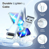 3-Pack 6Ft MFi Lightning Cable Fast Charger for iPhone & iPad