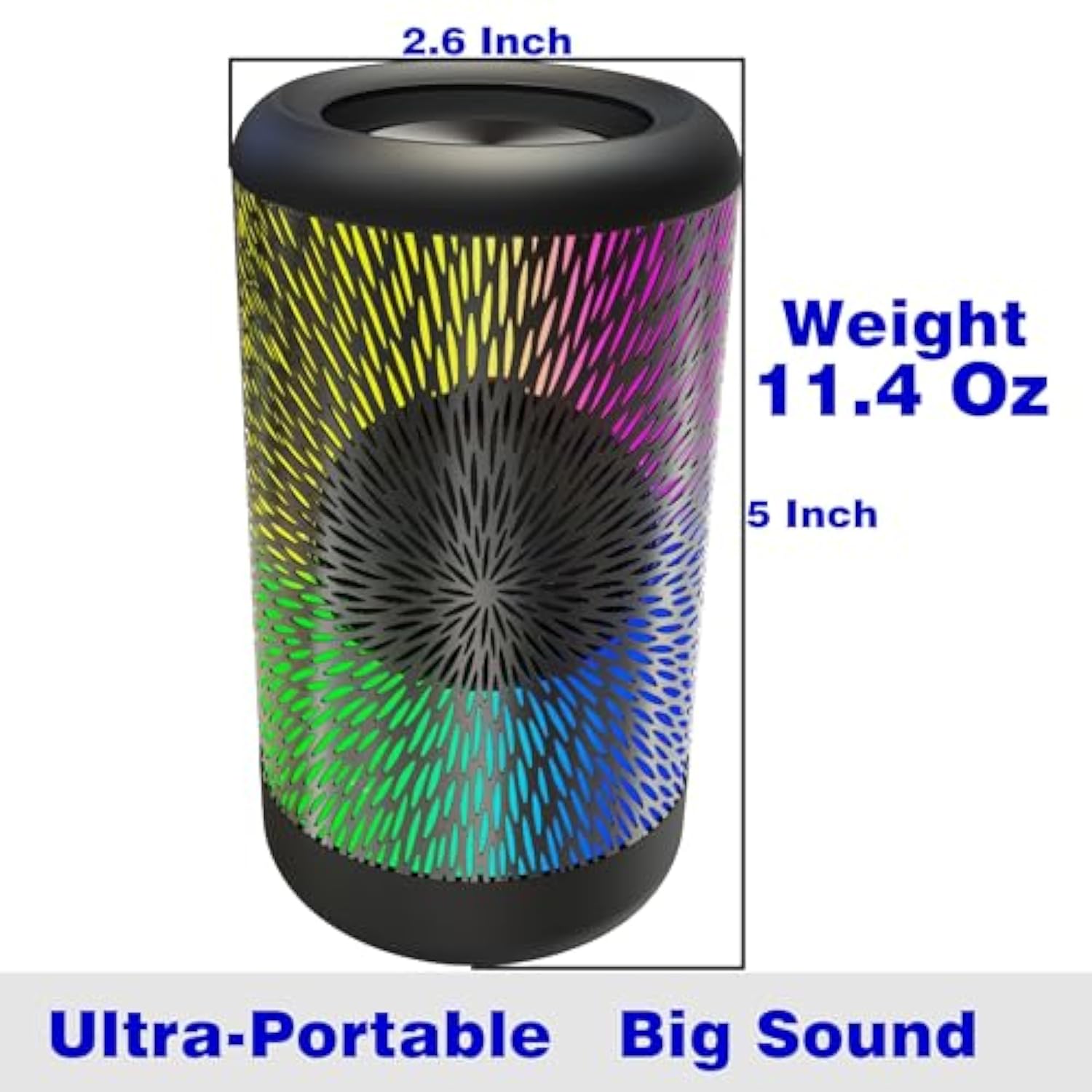 Mini Bluetooth Speaker, 24H Playtime, Wireless Outdoor Ipx6 Waterproof, 90Db Loud Sound, Stereo Pairing, Portable With Rgb Party Lights, Camping Light, Support Usb, Aux & Tf Card (T10 Pro Rgb)