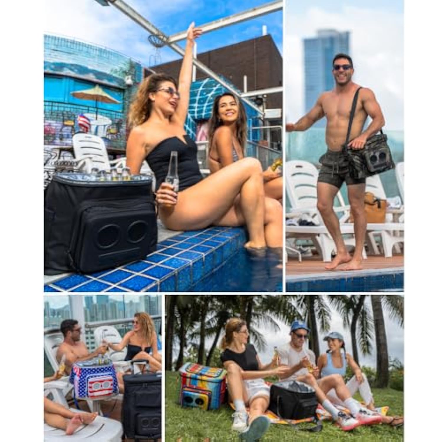 The #1 Cooler with Speakers on Amazon. 20-Watt Bluetooth Speakers for Parties/Festivals/Boat/Beach. Rechargeable, Works with iPhone & Android (Black)