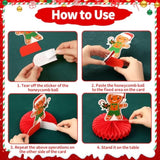 10 Pc Christmas Honeycomb Centerpieces with Gingerbread Snowman Santa for Table Decor