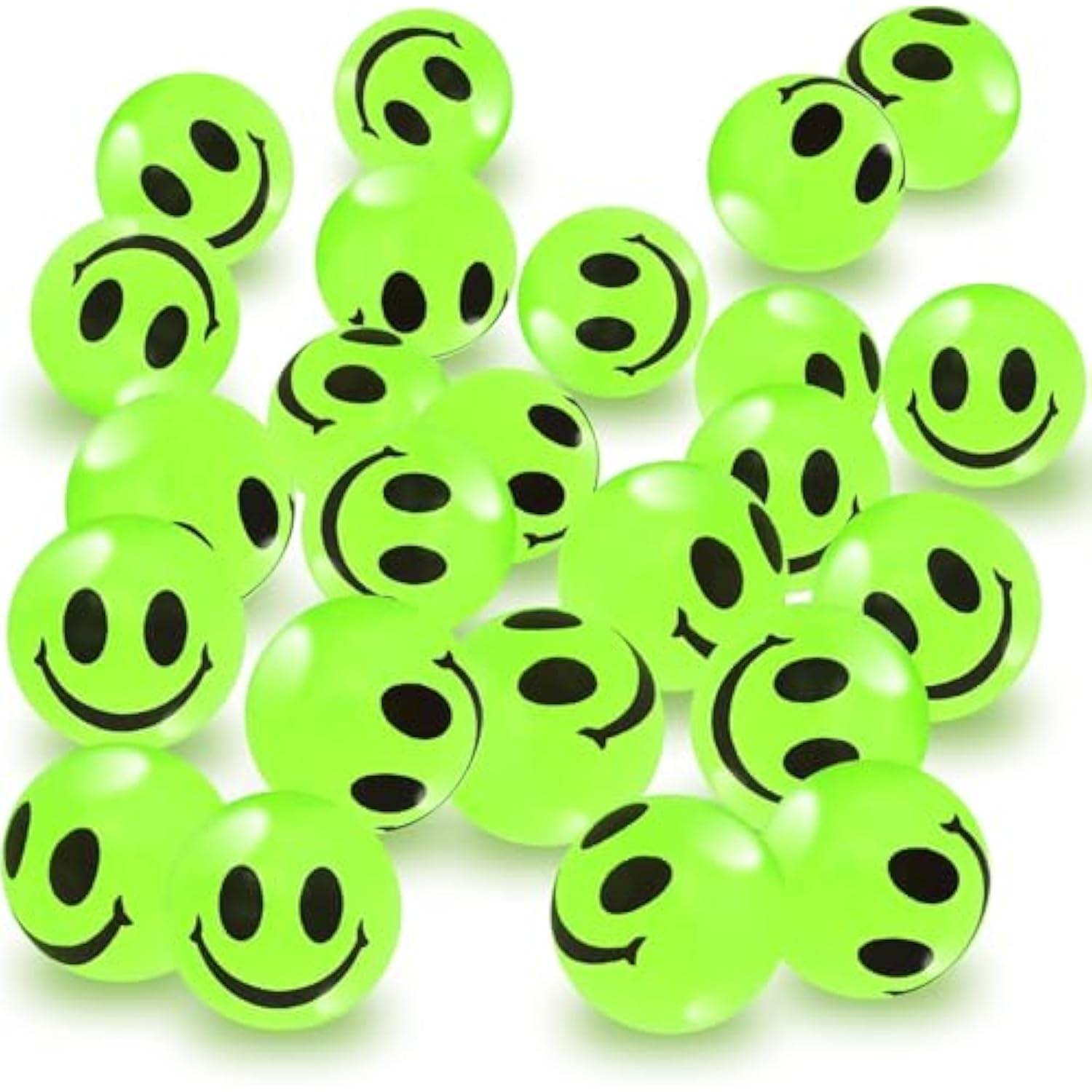 Glow In The Dark Smile Face Bouncy Balls - Bulk Pack Of 36, 1 Inch High Bounce Balls For Kids, Christmas Party Favors, Goodie Bag Stuffers For Boys And Girls