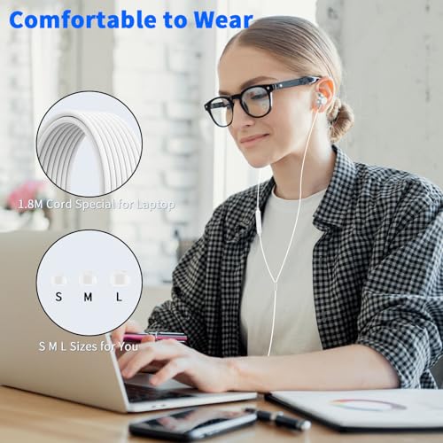 3.5mm Headphone Wired Earbuds for Chromebook Laptop,Noise Isolating Earphone with Microphone for iPhone 6 5S/iPad/ A25 A15,1.8M Long Cord Plug