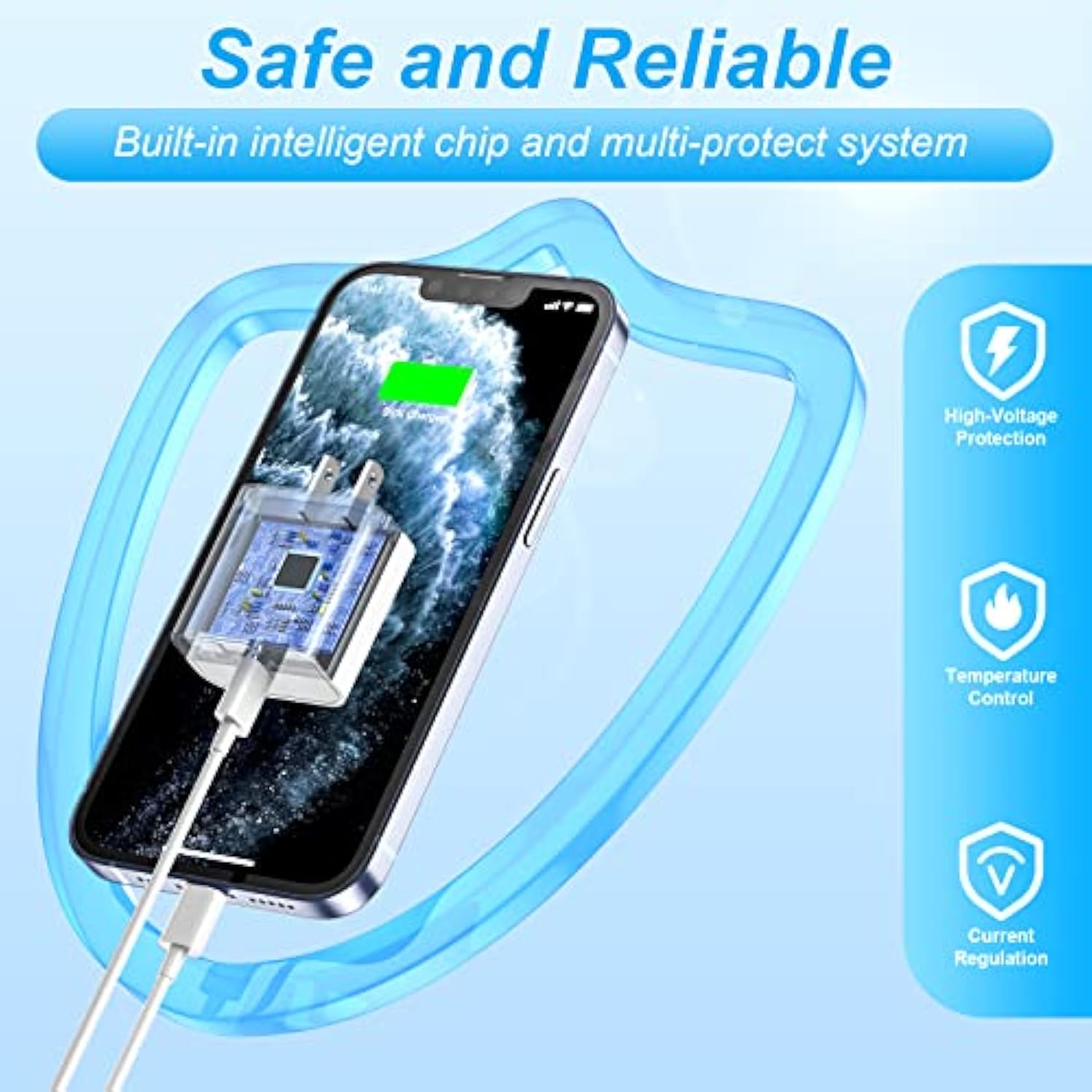 Iphone Fast Charger, 2-Pack 20W Usb C Wall Charger Pd Type C Power Wall Charger With Mfi Certified 6Ft Charger Cable For Iphone 14 13 12 Pro Max Mini 11 Xs Xr X 8 And More