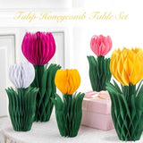8Pcs Flower Honeycomb Decorations, Tulip Honeycomb Table Decor, Tulips Centerpieces For Table, Spring Decorations For Home Office, Mother'S Day Decorations