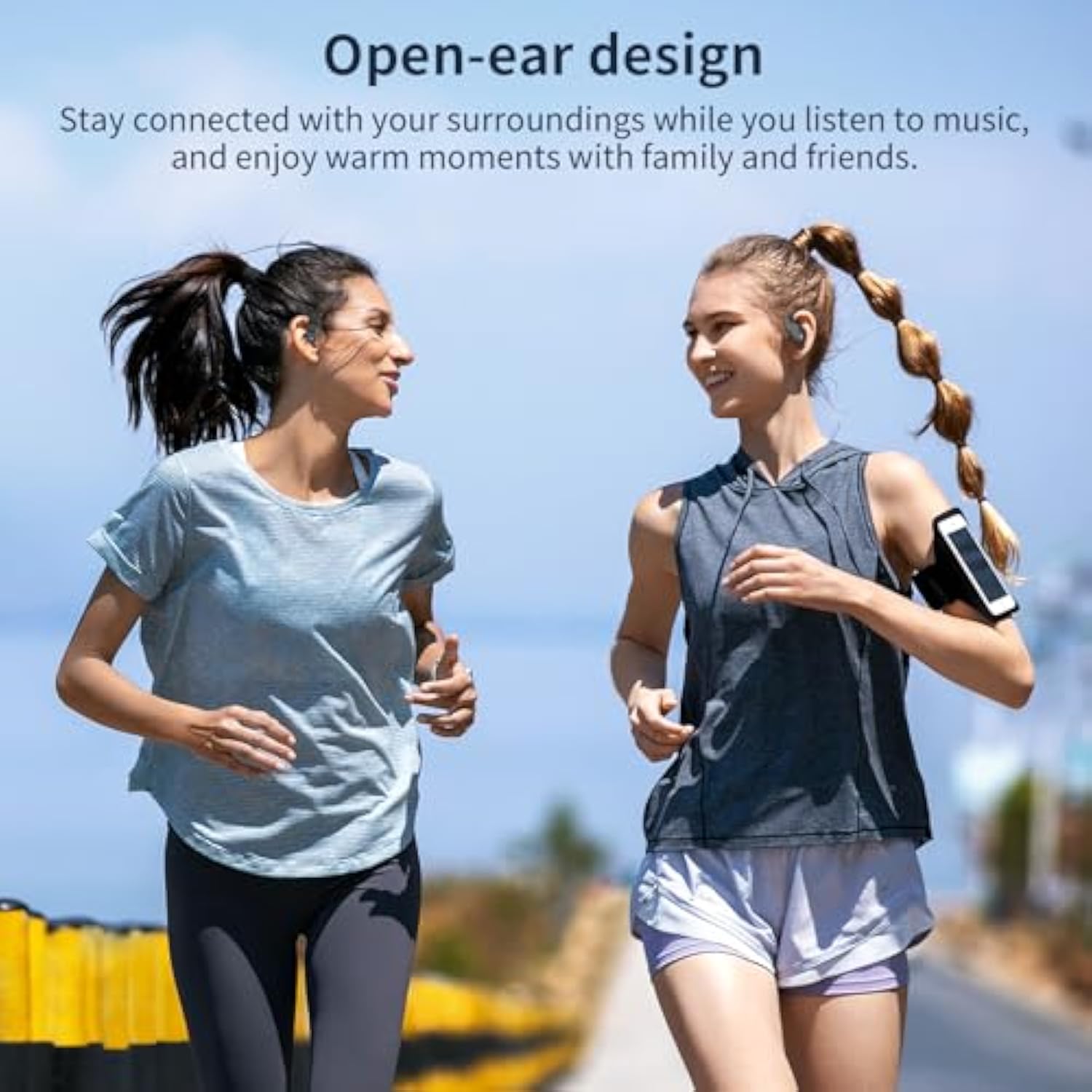 Open Ear Headphones, Bluetooth Headphones 5.3 Sports With Smart Digital Display, 36H Playtime, Ip54 Waterproof, Wireless Earbuds Lightweight Design Fit Cycling, Running, Workout (Black)