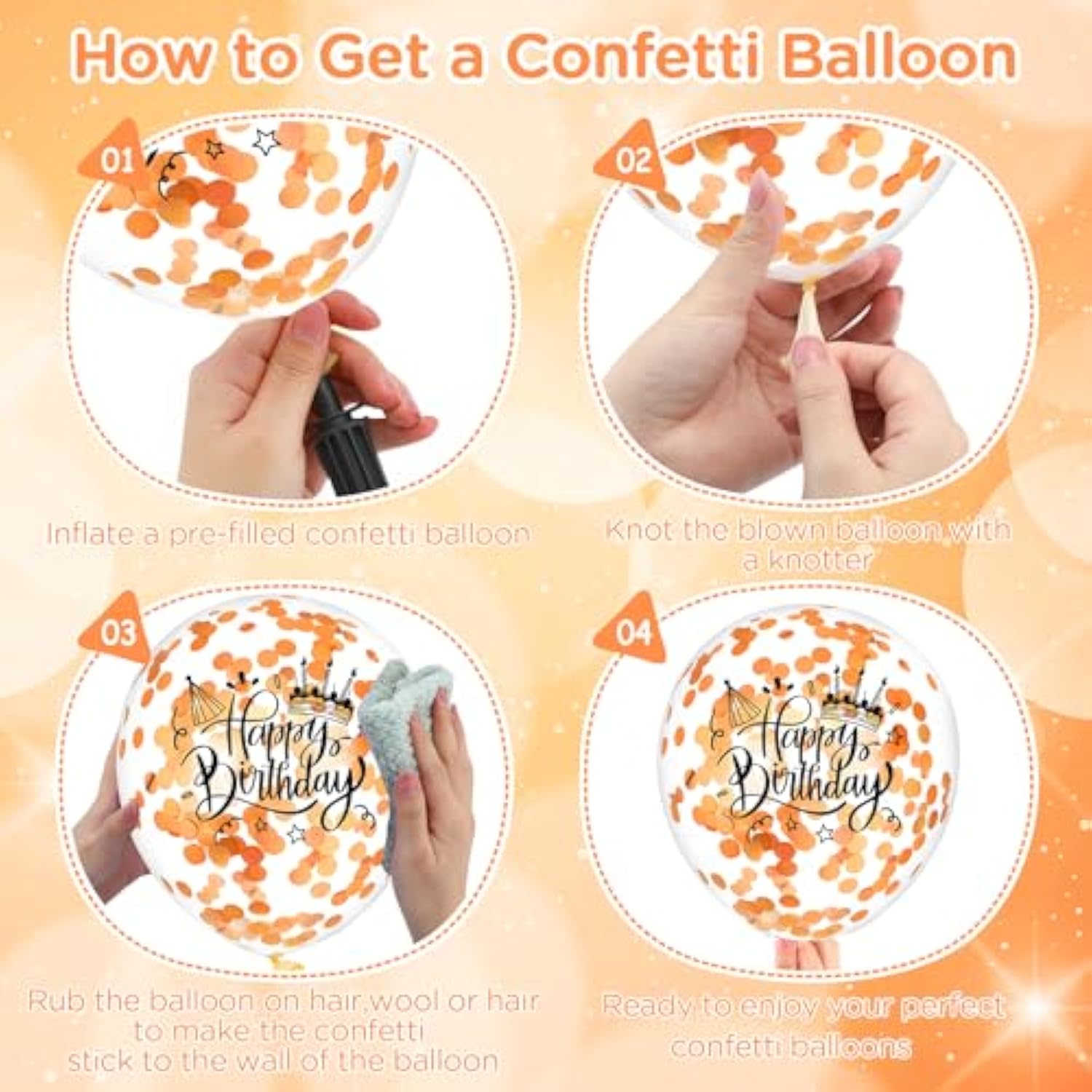 Orange Happy Birthday Balloons 18Pcs Latex Confetti Fall Party Decorations Supplies