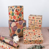 Colorful Happy Birthday Kraft Wrapping Paper Roll 17 Inch x 32.8 Feet